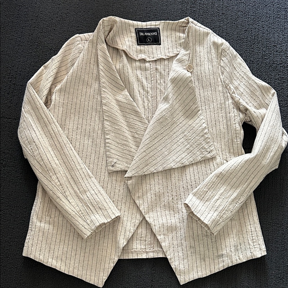 Blank NYC Women's Beige Pinstripe Blazer